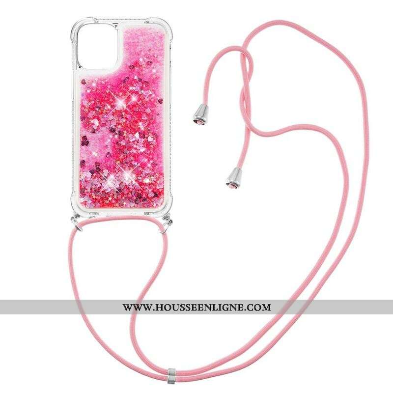 Coque iPhone 13 Pro Max Paillettes à Cordon