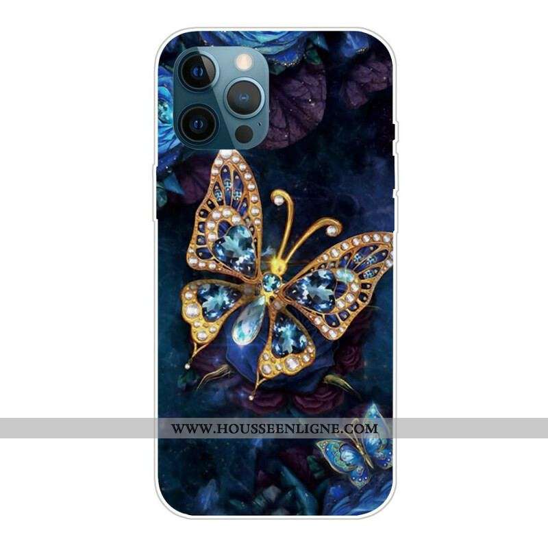 Coque iPhone 13 Pro Max Papillons Bleutés
