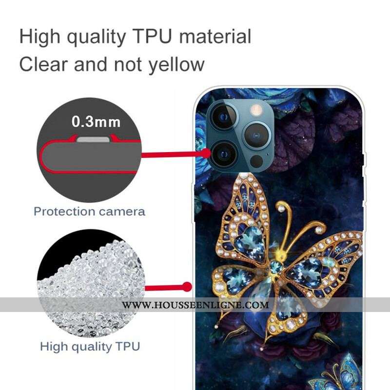 Coque iPhone 13 Pro Max Papillons Bleutés