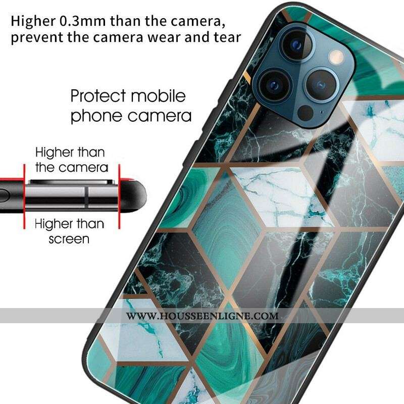 Coque iPhone 13 Pro Max Verre Trempé Marbre Géométrie