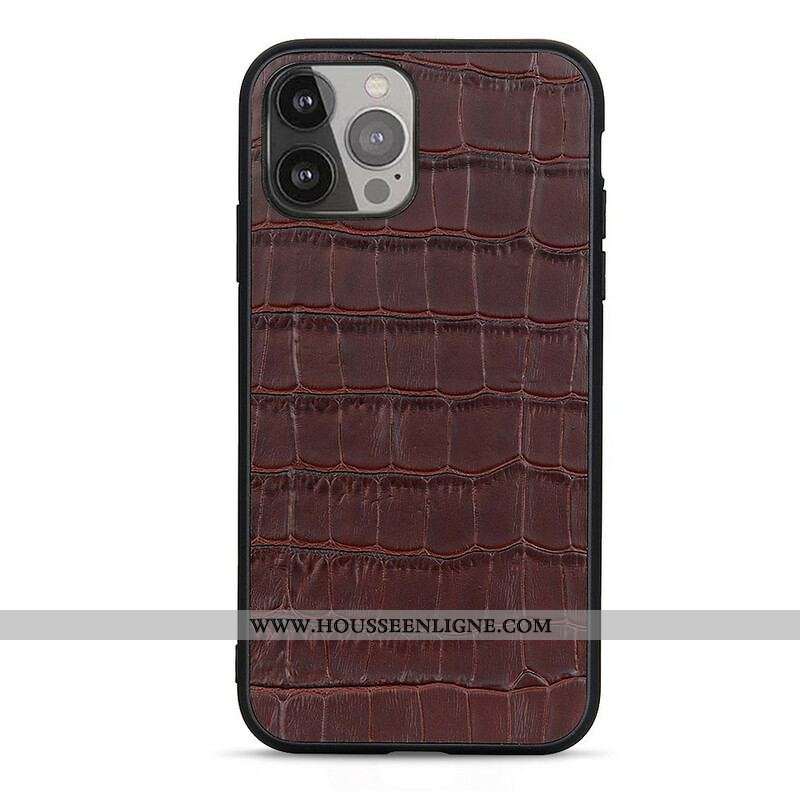 Coque iPhone 13 Pro Max Véritable Cuir Texture Crocodile
