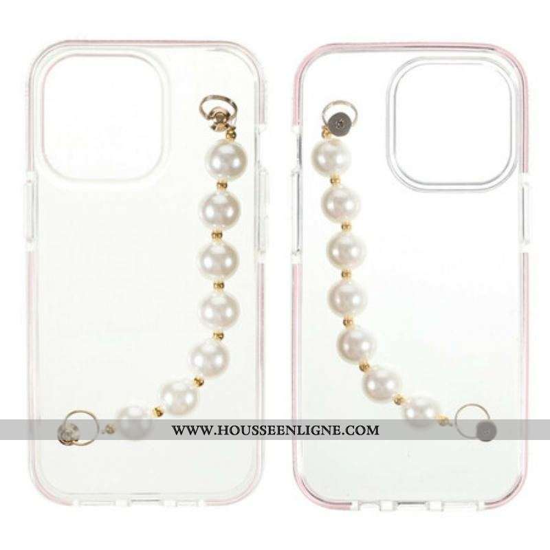 Coque iPhone 13 Pro Silicone Bracelet Perles