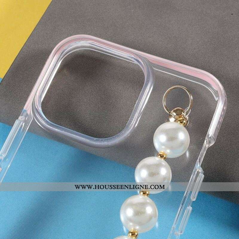 Coque iPhone 13 Pro Silicone Bracelet Perles