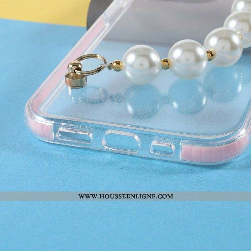 Coque iPhone 13 Pro Silicone Bracelet Perles
