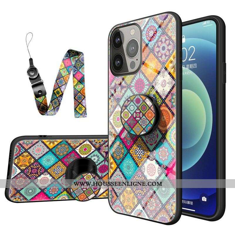Coque iPhone 13 Pro Support Magnétique Patchwork