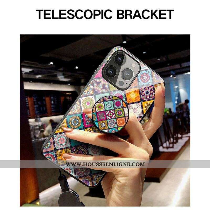 Coque iPhone 13 Pro Support Magnétique Patchwork