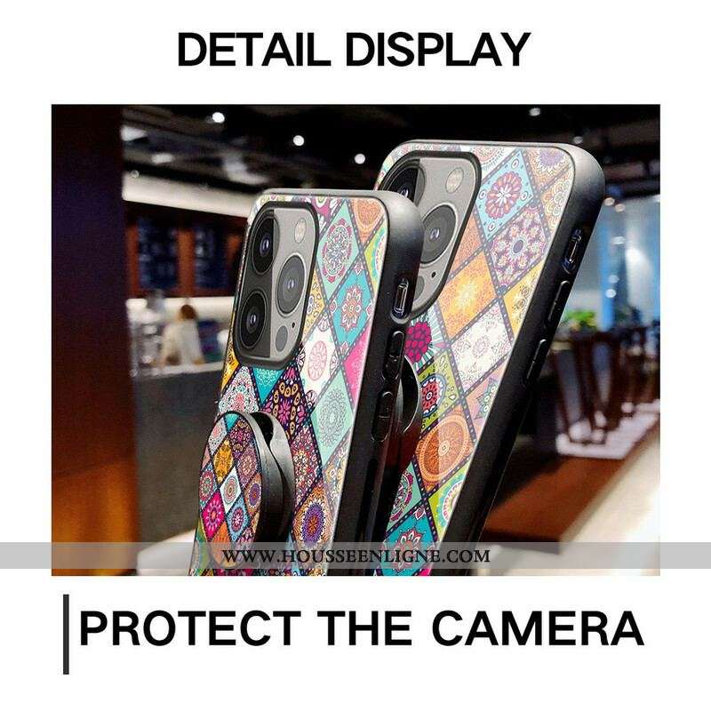 Coque iPhone 13 Pro Support Magnétique Patchwork