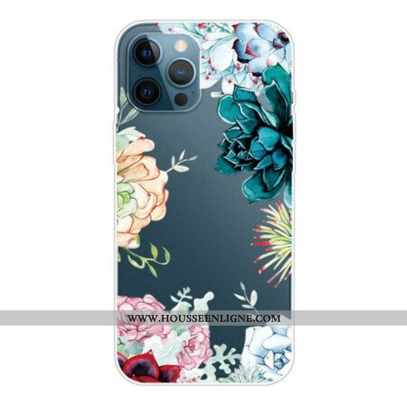 Coque iPhone 13 Pro Top Fleurs Aquarelle