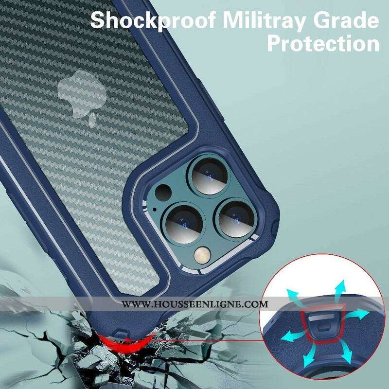 Coque iPhone 13 Pro Transparente Texture Fibre Carbone
