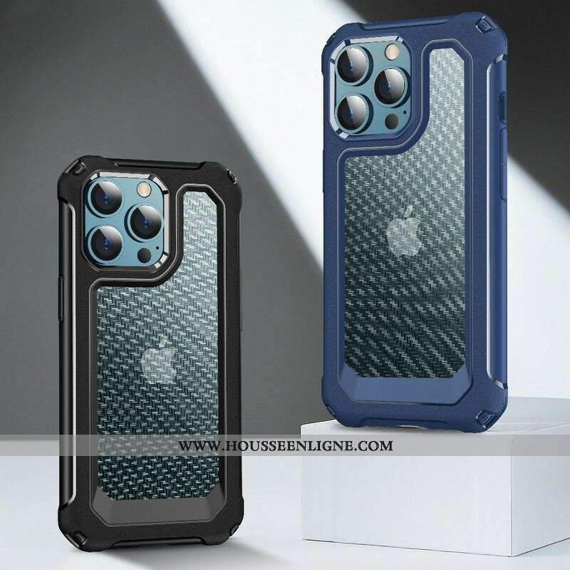 Coque iPhone 13 Pro Transparente Texture Fibre Carbone