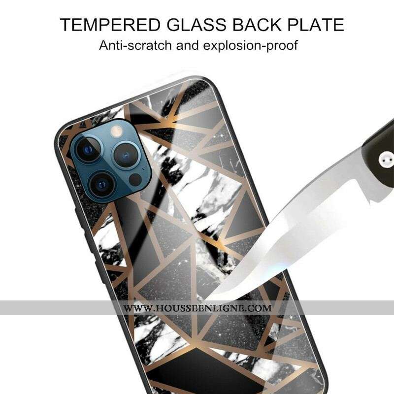Coque iPhone 13 Pro Verre Trempé Marbre Géométrie