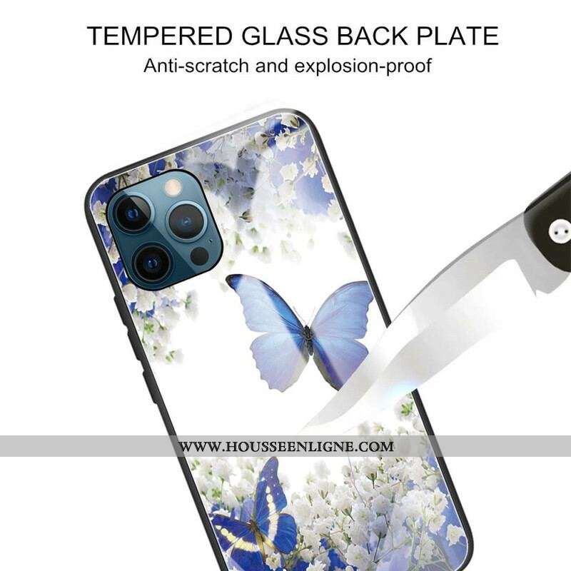Coque iPhone 13 Pro Verre Trempé Papillons Design