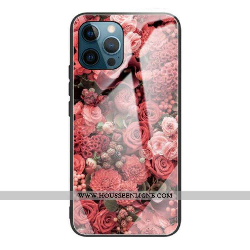 Coque iPhone 13 Pro Verre trempé Fleurs Roses