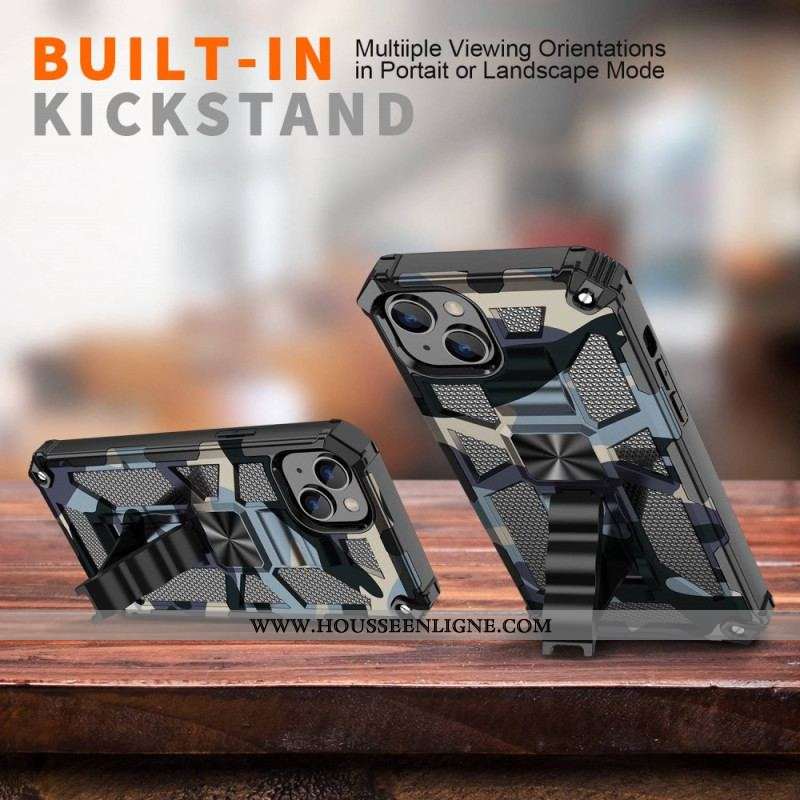 Coque iPhone 14 Camouflage Support Amovible