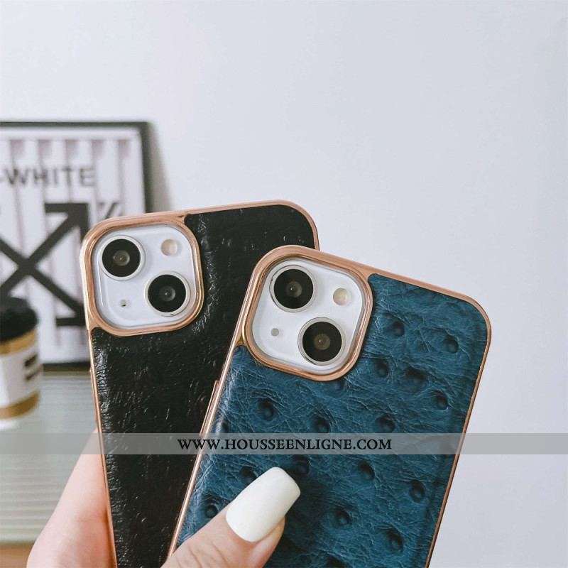 Coque iPhone 14 Cuir Véritable Texturé