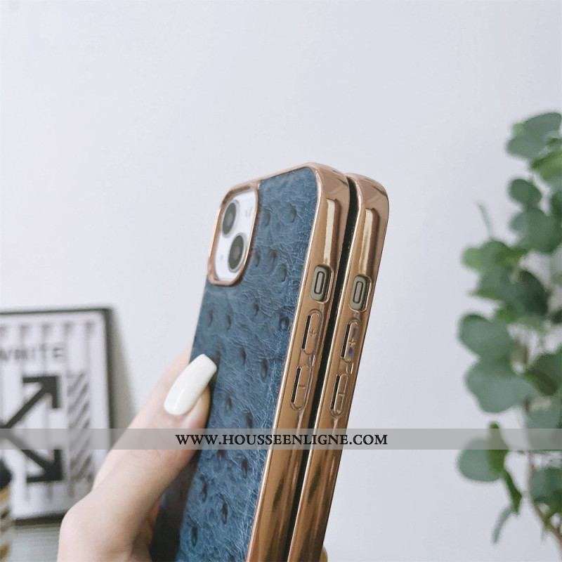 Coque iPhone 14 Cuir Véritable Texturé