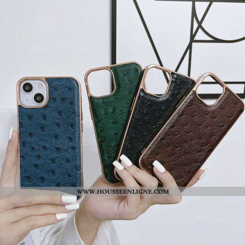 Coque iPhone 14 Cuir Véritable Texturé