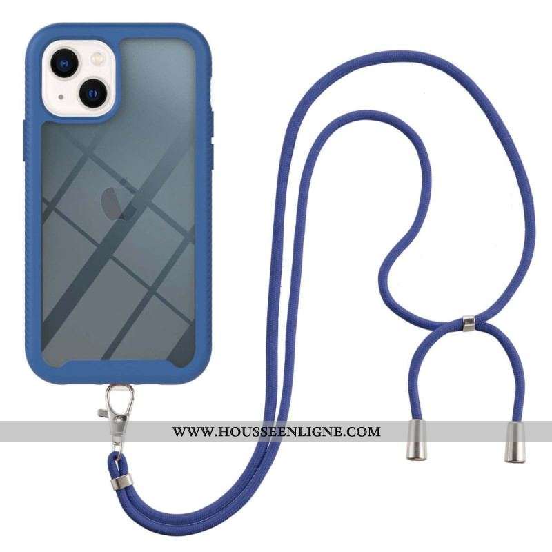 Coque iPhone 14 Hybride avec Cordon et Contour coloré