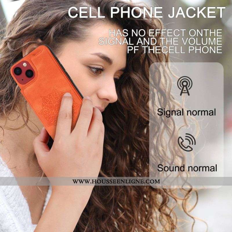 Coque iPhone 14 Mandala Porte-Cartes à Lanière