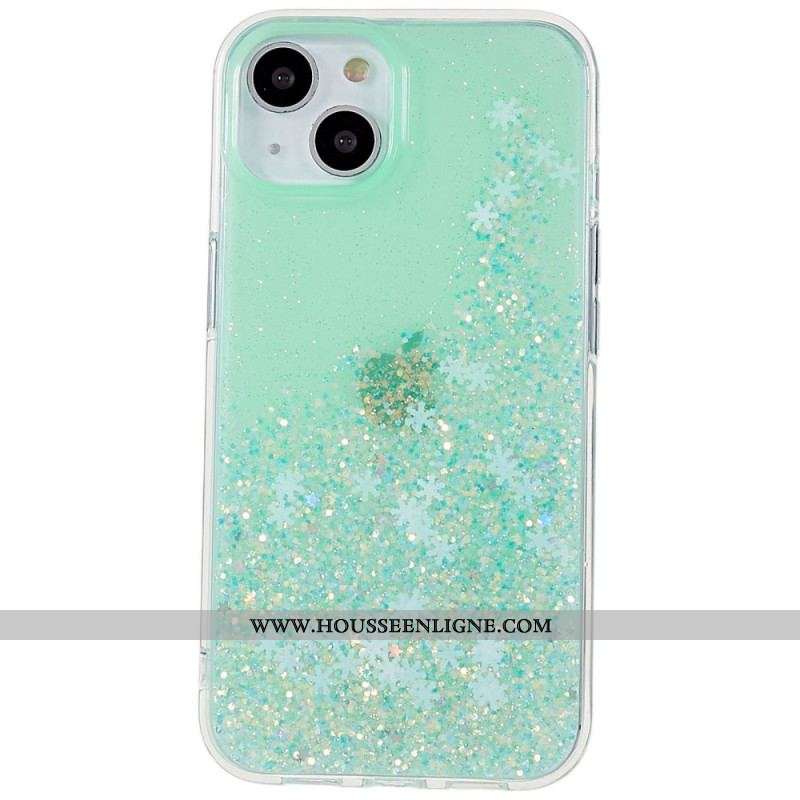 Coque iPhone 14 Paillettes Flocons