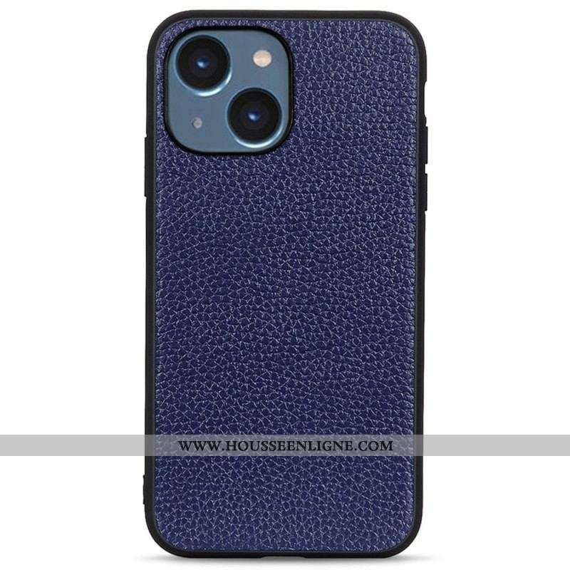 Coque iPhone 14 Plus Cuir Litchi Véritable