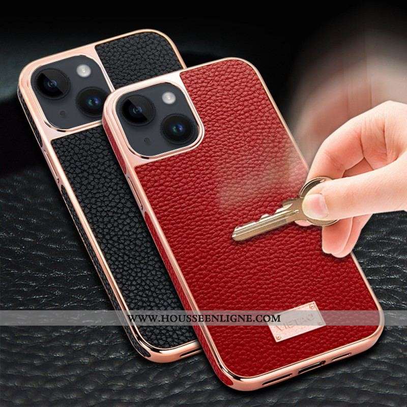 Coque iPhone 14 Plus Effet Cuir Litchi VIETAO