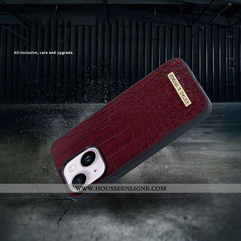 Coque iPhone 14 Plus Effet Peau Crocodile VIETAO