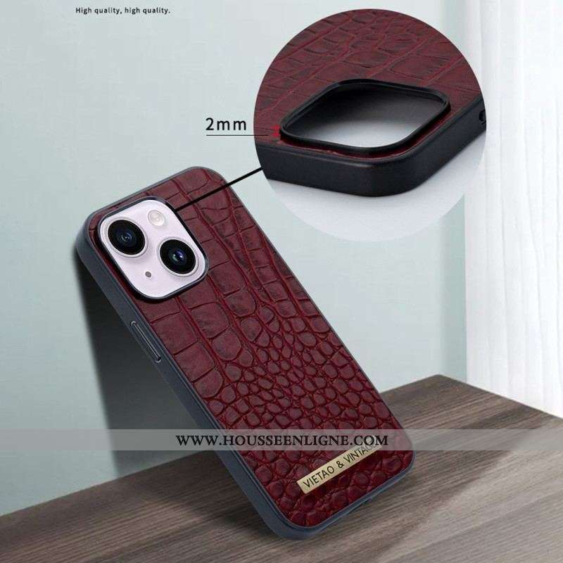 Coque iPhone 14 Plus Effet Peau Crocodile VIETAO