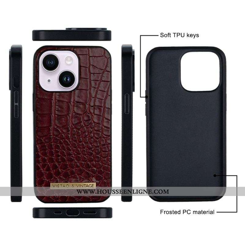 Coque iPhone 14 Plus Effet Peau Crocodile VIETAO