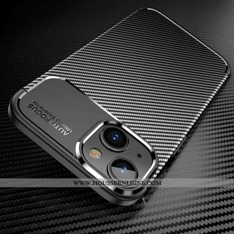 Coque iPhone 14 Plus Flexible Texture Fibre Carbone