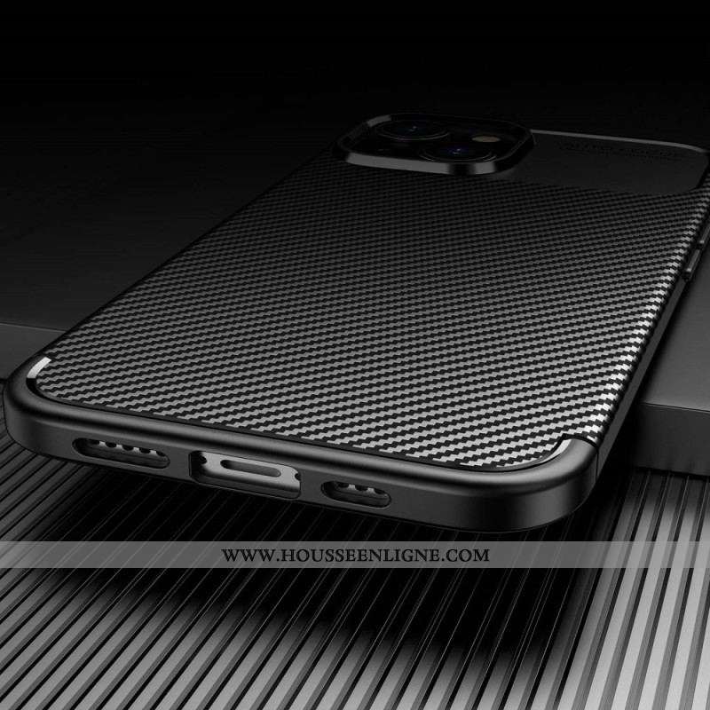 Coque iPhone 14 Plus Flexible Texture Fibre Carbone