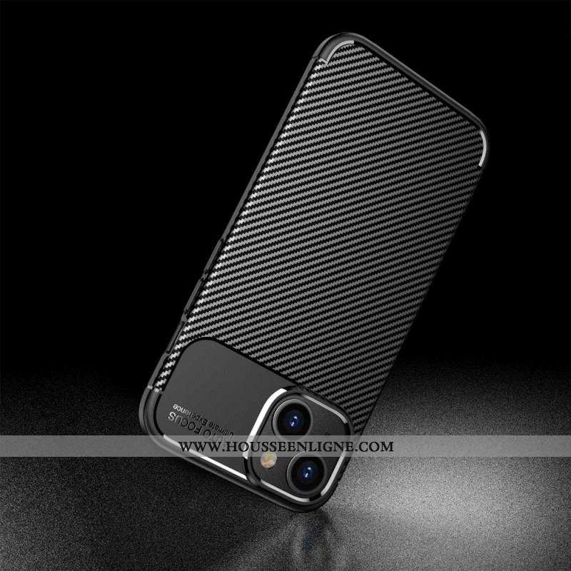 Coque iPhone 14 Plus Flexible Texture Fibre Carbone