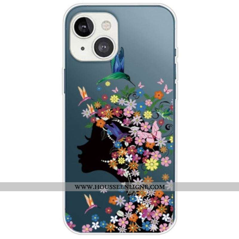 Coque iPhone 14 Plus Jolie Tête Fleurie