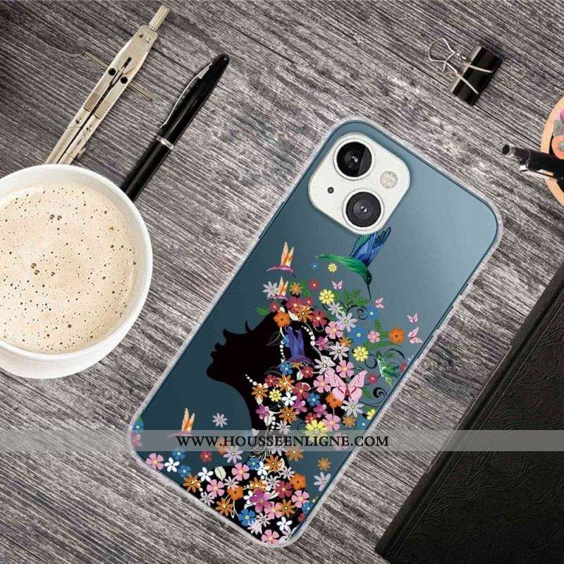 Coque iPhone 14 Plus Jolie Tête Fleurie