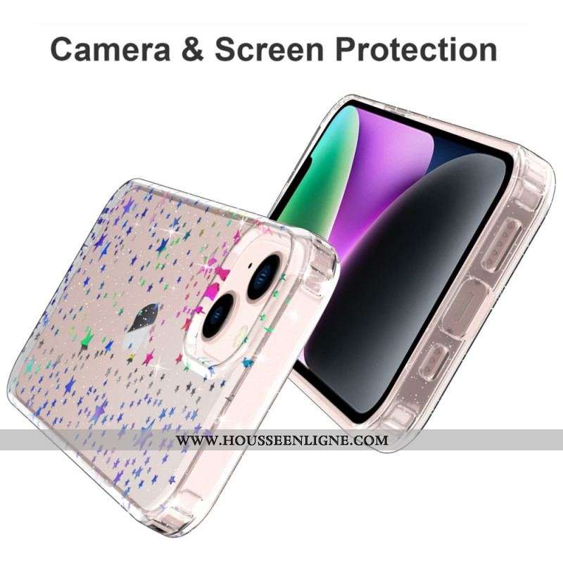 Coque iPhone 14 Plus Silicone Flexible Étoiles / Papillons