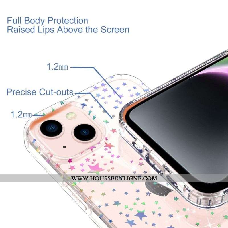 Coque iPhone 14 Plus Silicone Flexible Étoiles / Papillons