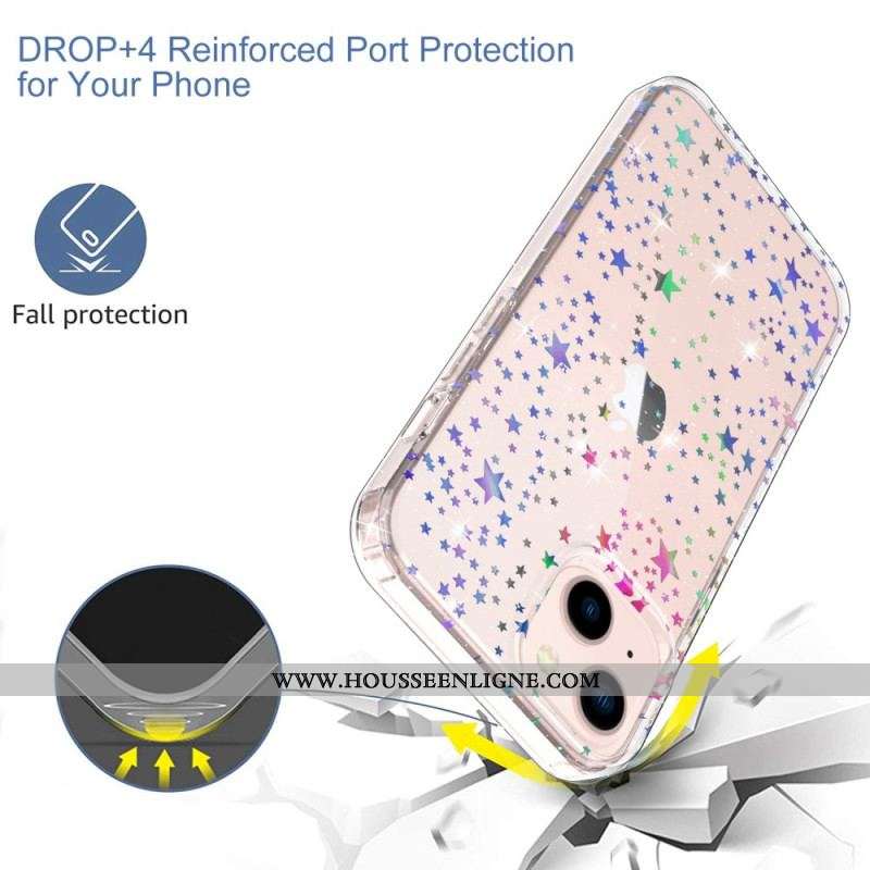 Coque iPhone 14 Plus Silicone Flexible Étoiles / Papillons