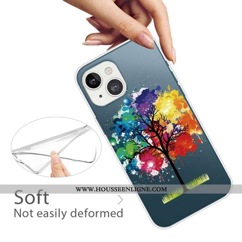 Coque iPhone 14 Plus Transparente Arbre Aquarelle
