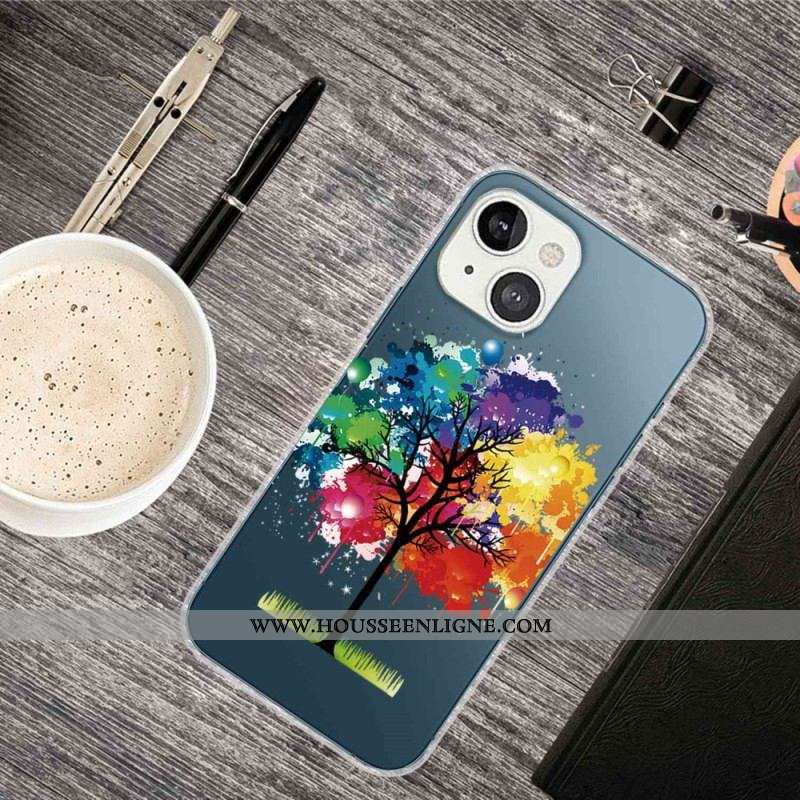 Coque iPhone 14 Plus Transparente Arbre Aquarelle