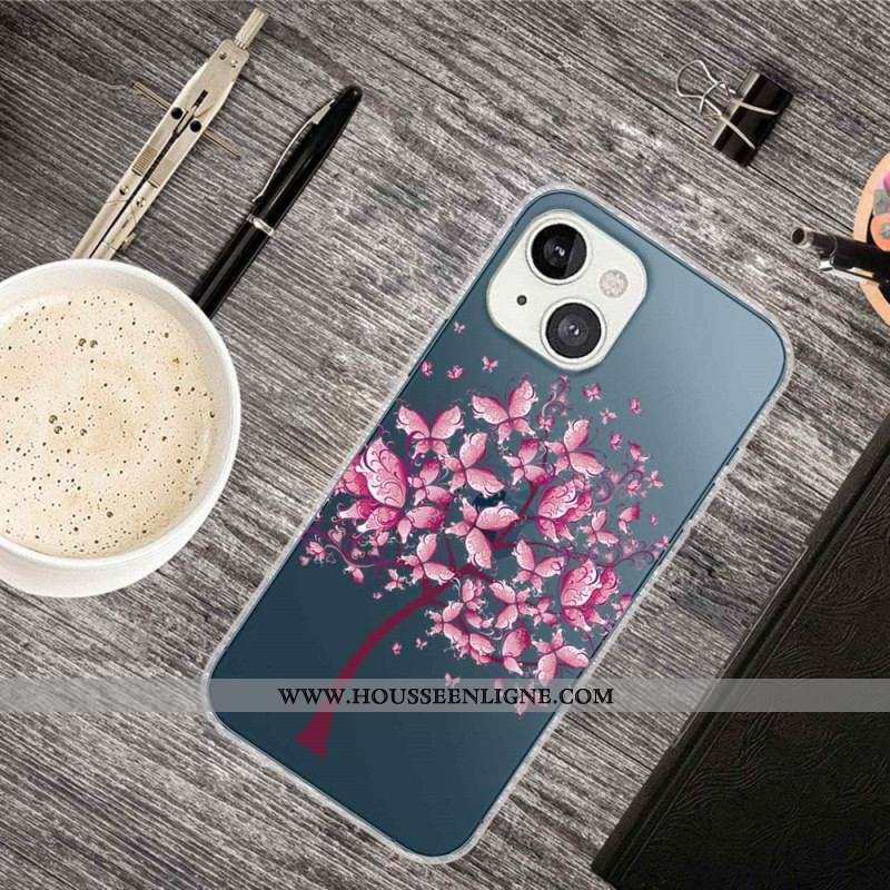 Coque iPhone 14 Plus Transparente Arbre à Papillons