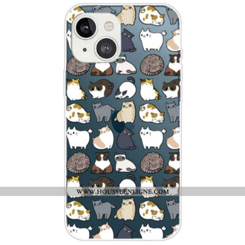 Coque iPhone 14 Plus Transparente Chats