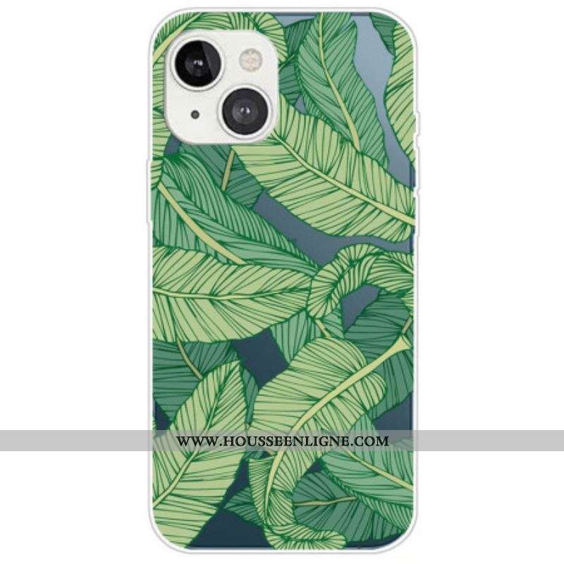 Coque iPhone 14 Plus Transparente Feuilles Graphiques