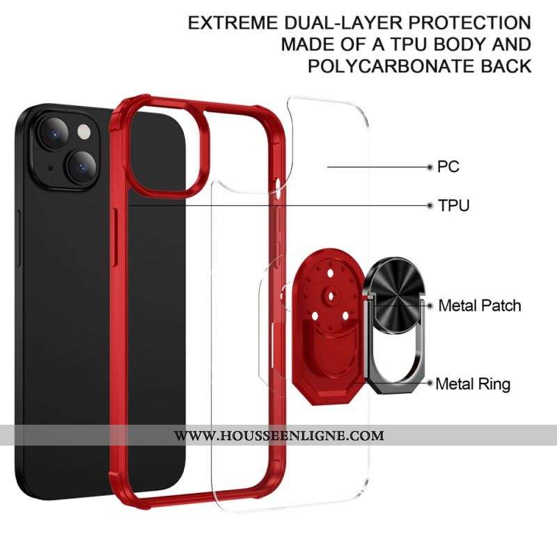 Coque iPhone 14 Plus Transparente avec Anneau-Support