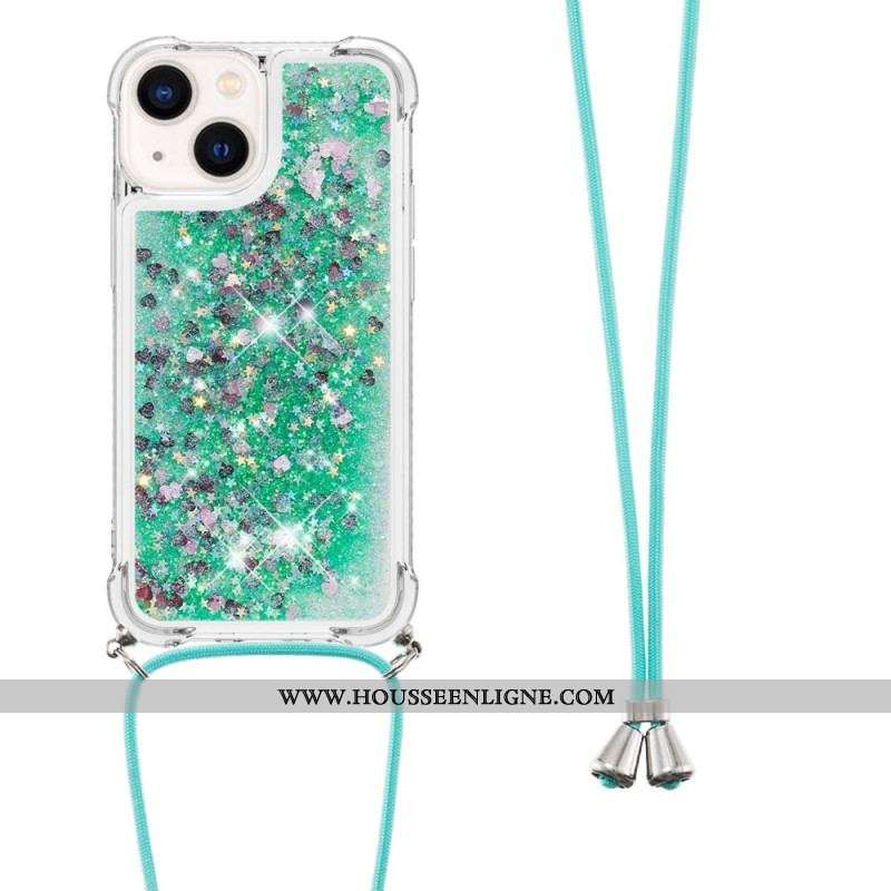 Coque iPhone 14 Plus à Cordon Paillettes