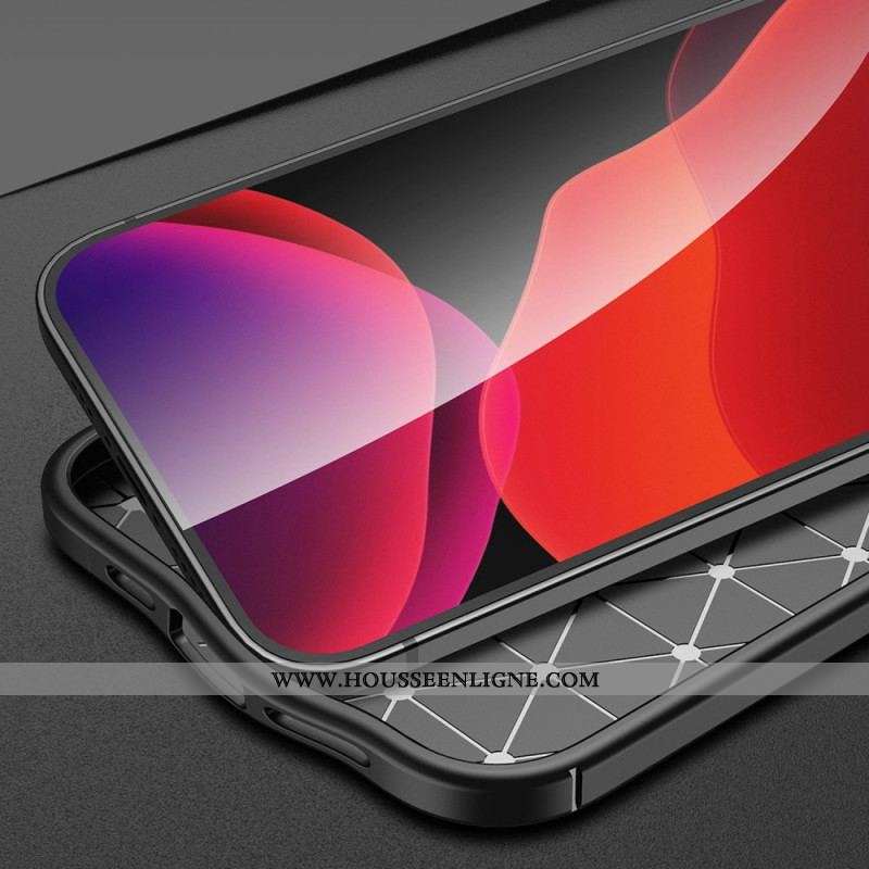 Coque iPhone 14 Pro Max Effet Cuir Litchi Double Line