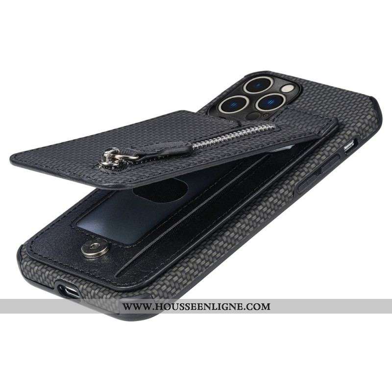 Coque iPhone 14 Pro Max Fibre de Carbone et Portefeuille