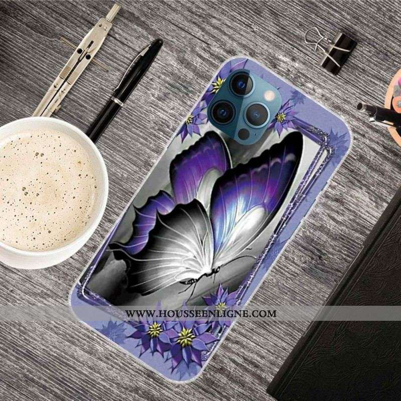 Coque iPhone 14 Pro Max Papillon Violet