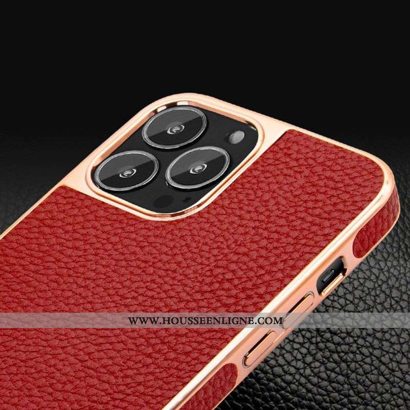 Coque iPhone 14 Pro Max Simili Cuir Litchi VIETAO