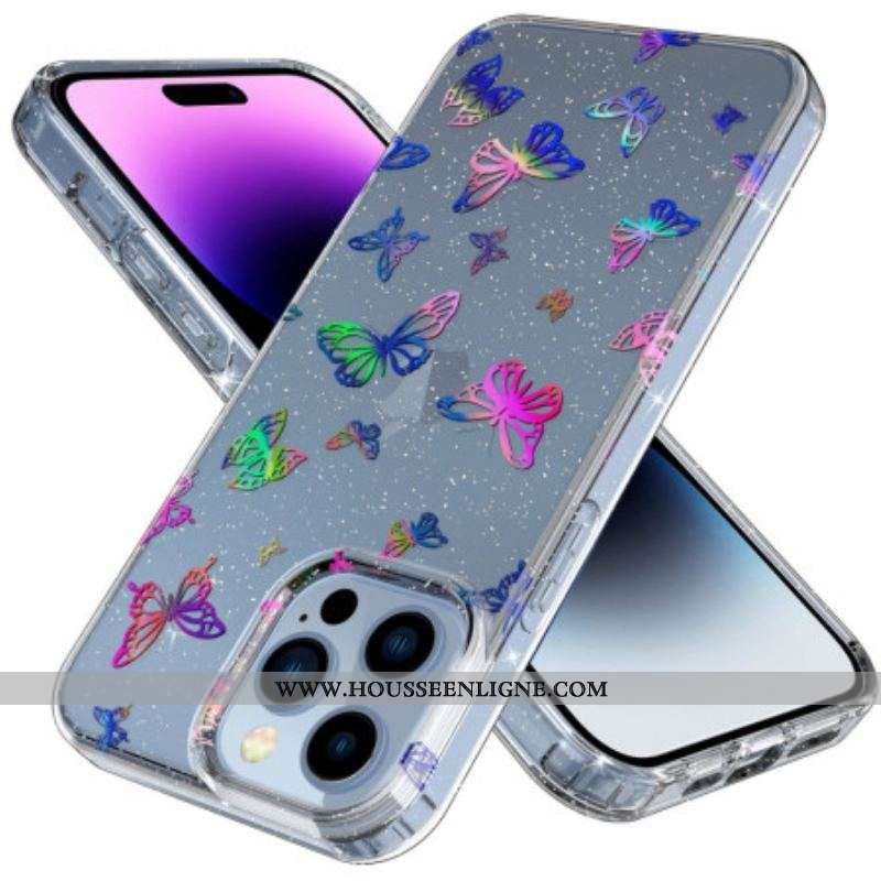 Coque iPhone 14 Pro Max Transparente Papillons