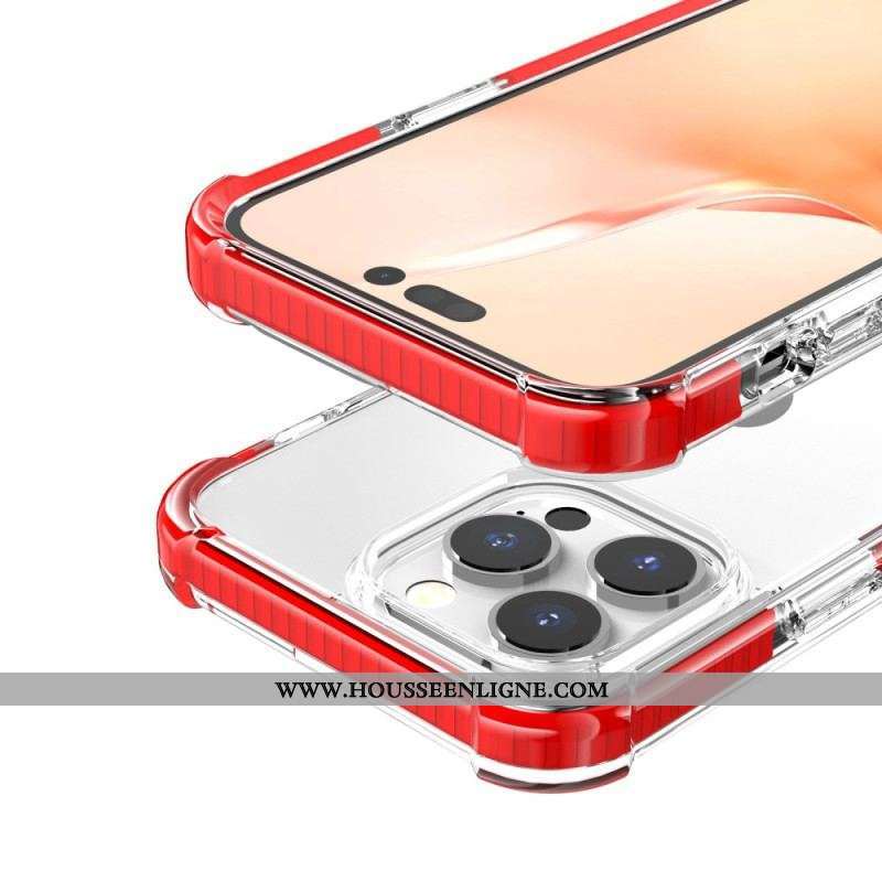Coque iPhone 14 Pro Max Transparente Rebords Colorés